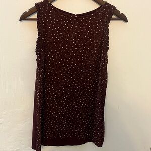 Maurices Maroon Top with Cream Dots